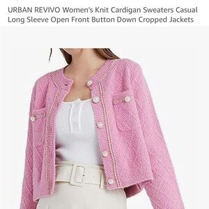 Pink Women's Knit Cardigan Sweater